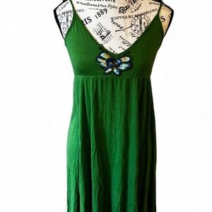 Forever 21 Green Midi Dress with Butterfly Accent